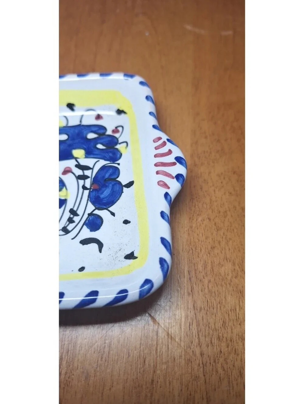 Italian Handpainted Ceramic Pottery Small Tray/Butter Deruta Rooster Made Italy